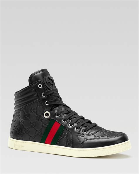 black gucci hightops|leather high top sneaker Gucci.